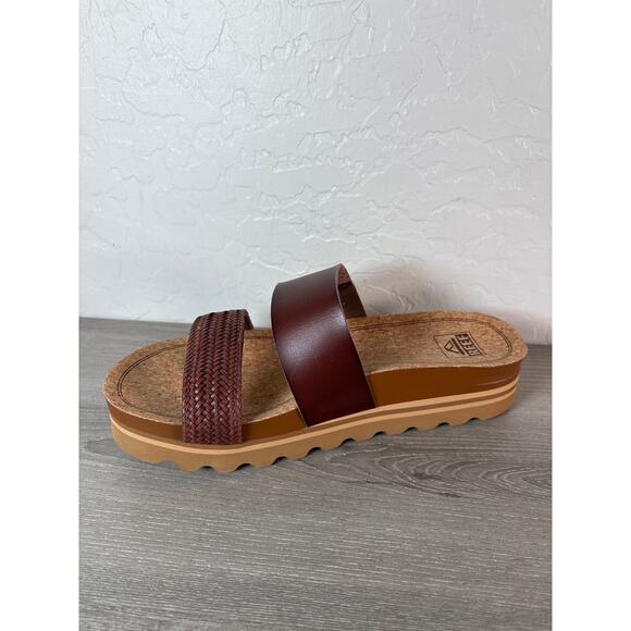 Reef Women's 8.5 Cushion Vista Hi Slip On Platform Sandals Brown Chocolate Braid - Picture 2 of 7